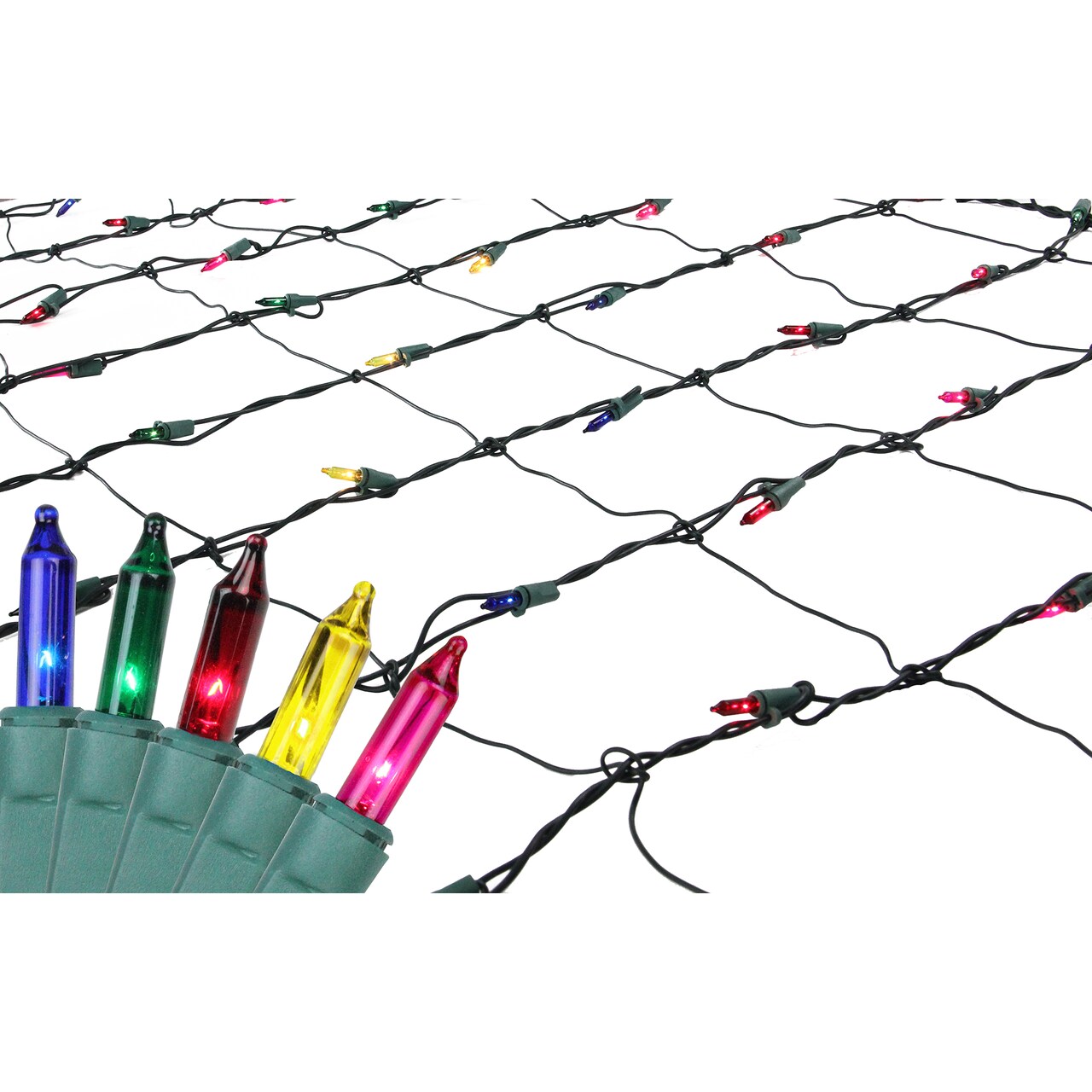 Northlight Mini Incandescent Net Style Christmas Lights - 4' x 6' - Multi-color - Green Wire